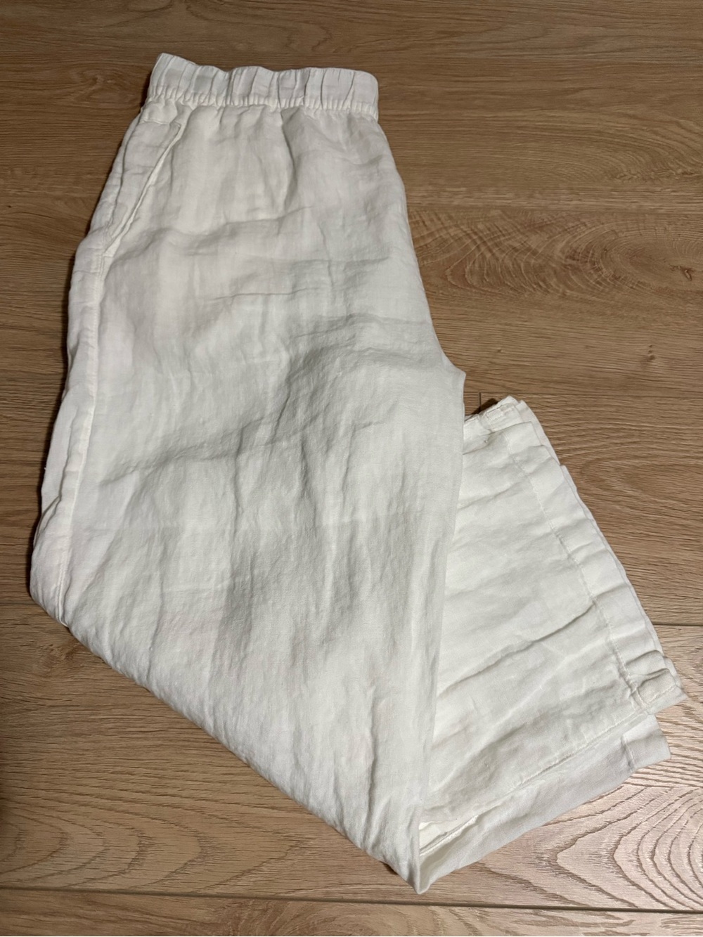 Cynthia Rowley White Linen Elastic Waist Pants - XL